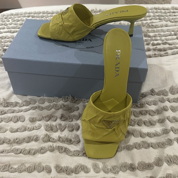 Prada coated Napa crinkled leather mules - Picture 3 of 7